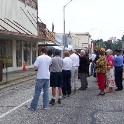 Mayor Kemp speaks at the Golden LEAF check presentation for the Fairmont-South Robeson Heritage Centeron July 27.