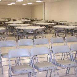 The Heritage Center has one big room that can be split into three smaller rooms.