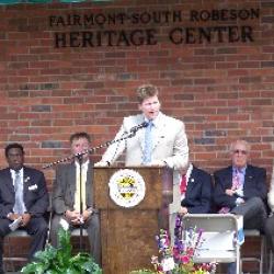 Mr. Tony McEwen from Congressman Mike McIntyre's office addressing the citizens.