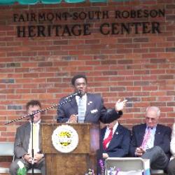 State Representative Garland Pierce addressing the citizens.