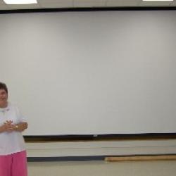 The Heritage Center has a large screen for movies and power point presentations.